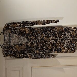 VENUS Womens Wild Animal Print Plunging Neckline Dress